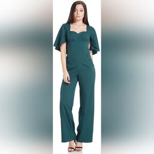 Voodoo Vixen Esmeralda Cape Sleeve Jumpsuit, VGUC, Size L
